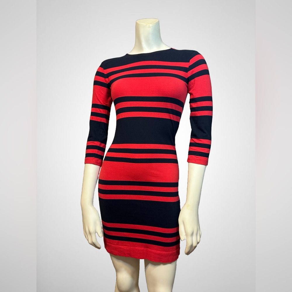 French Connection Red and Navy 3/4 Sleeve Dress